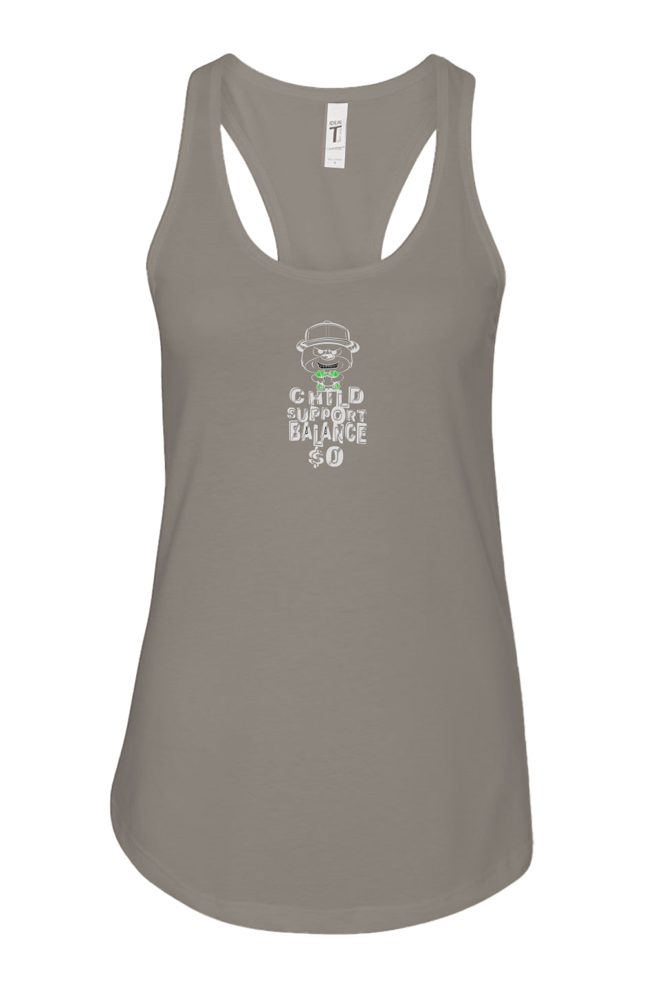 women's: racerback tank; Warm grey