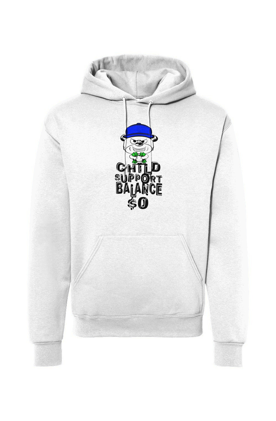 White hoodie pullover; Blue