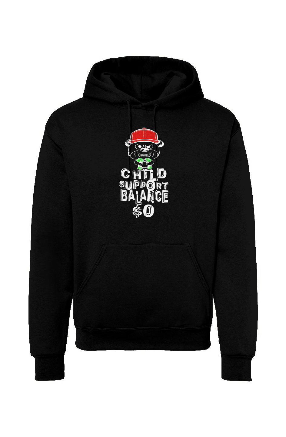Black hoodie pullover; Red