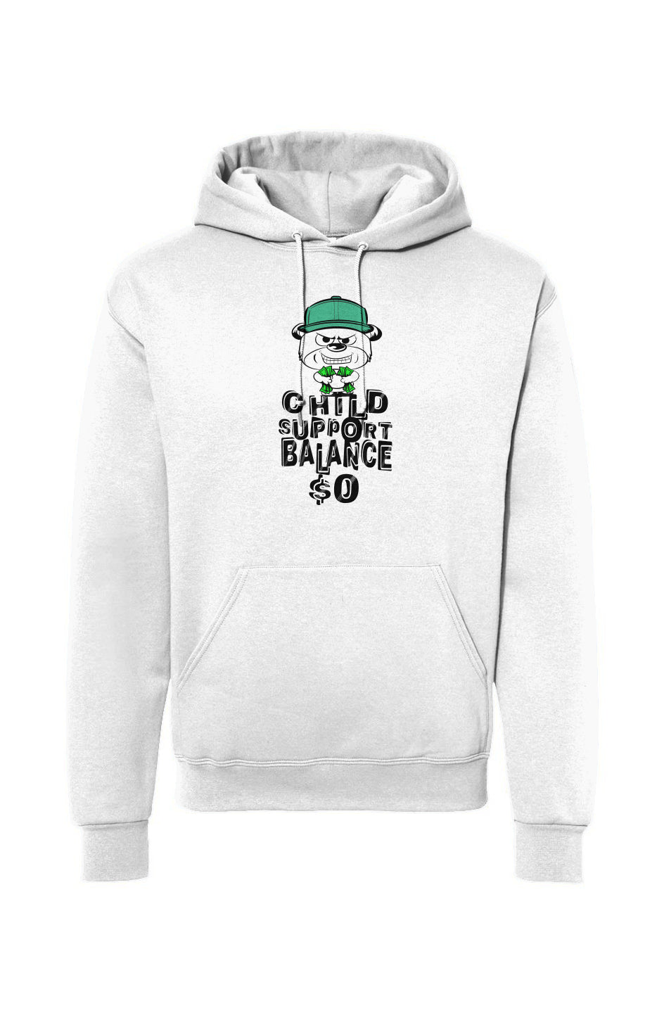 White hoodie pullover; Mint Green