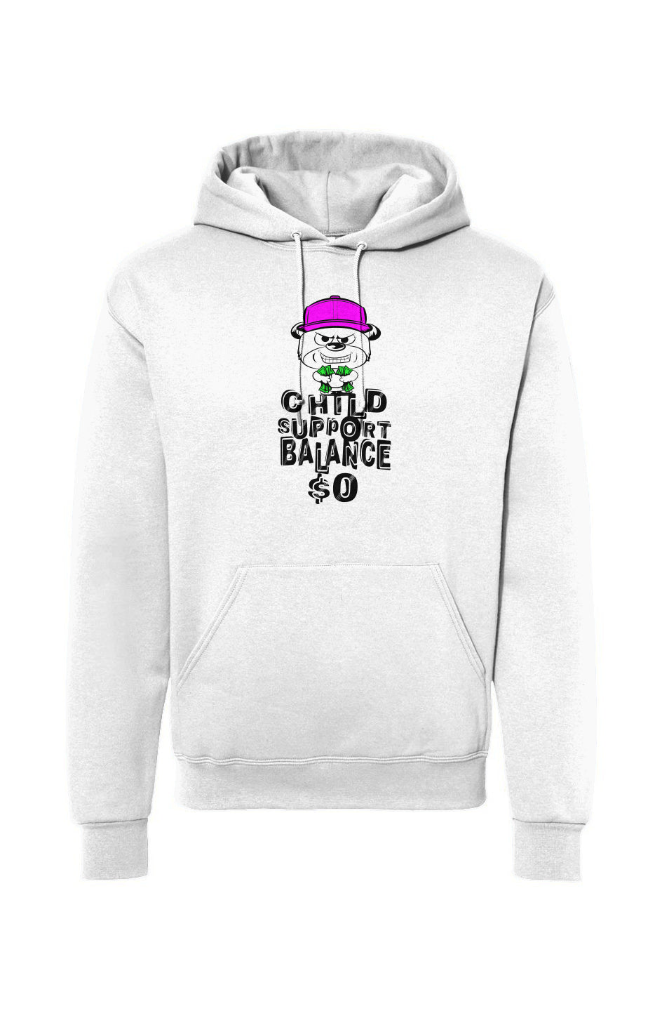 White hoodie pullover; Magenta