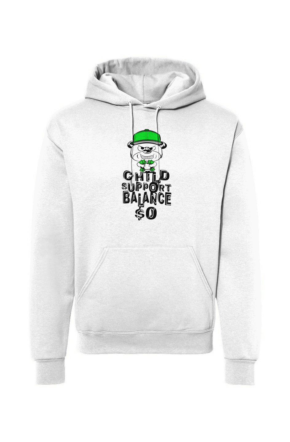 White hoodie pullover; Green