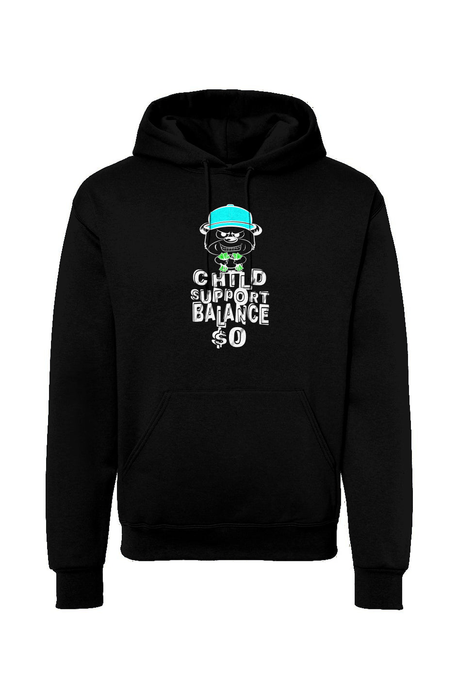 Black hoodie pullover; Cyan