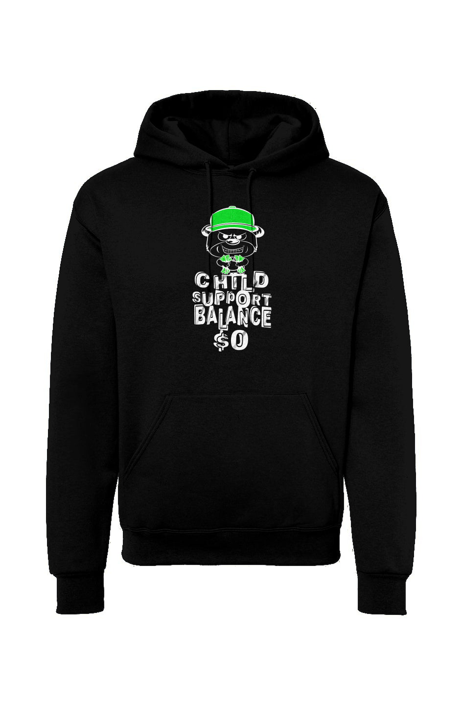 Black hoodie pullover; Green