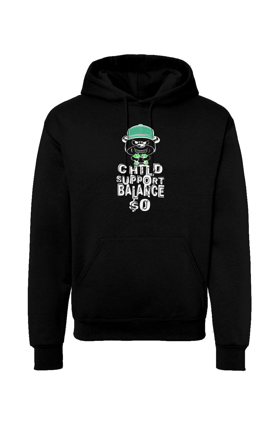 Black hoodie pullover; Mint green