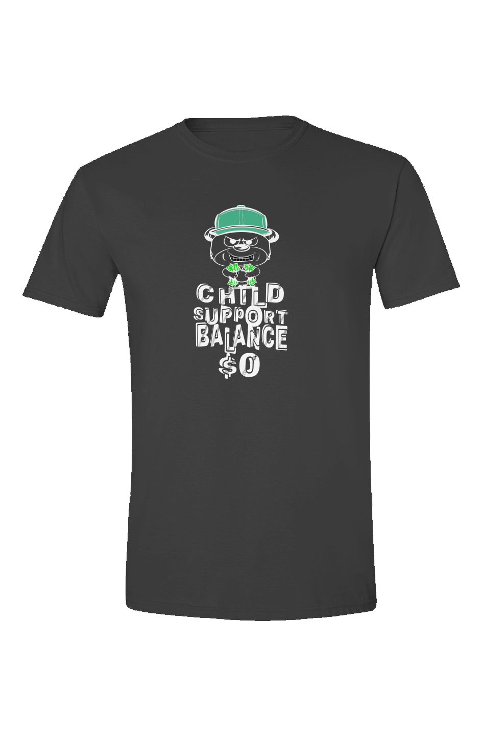 Black tee; mint green