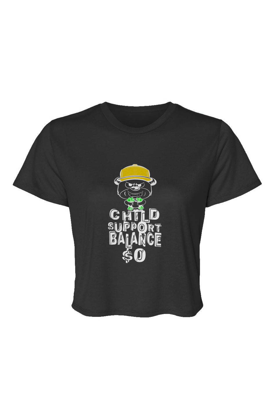 Women’s Flowy Cropped Tee; Black; Gold 