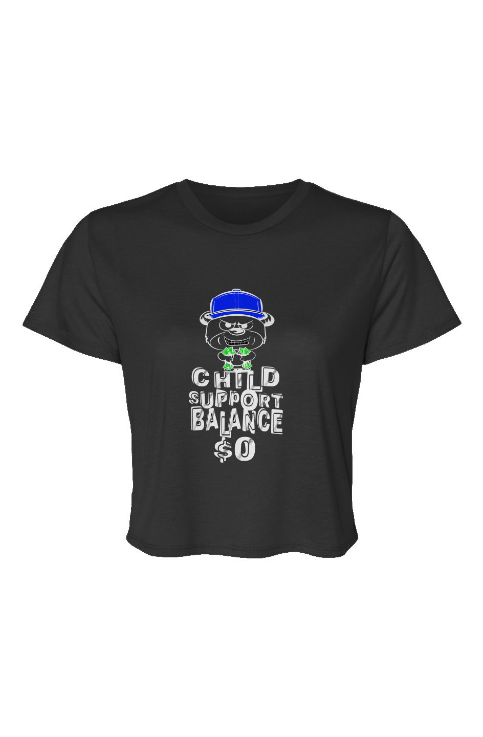 Women’s Flowy Cropped Tee; Black; Blue