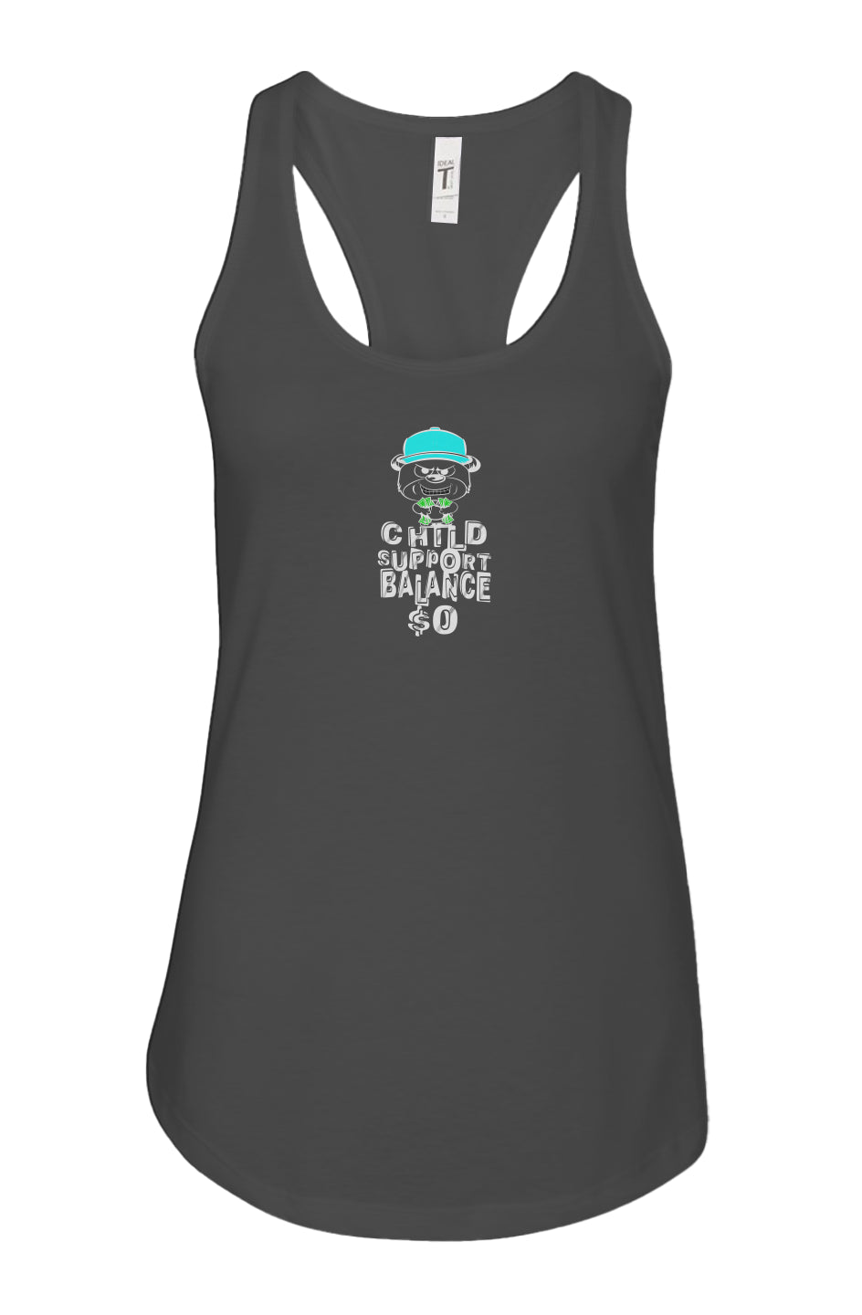 Women's: Racerback Tank; Black; Cyan