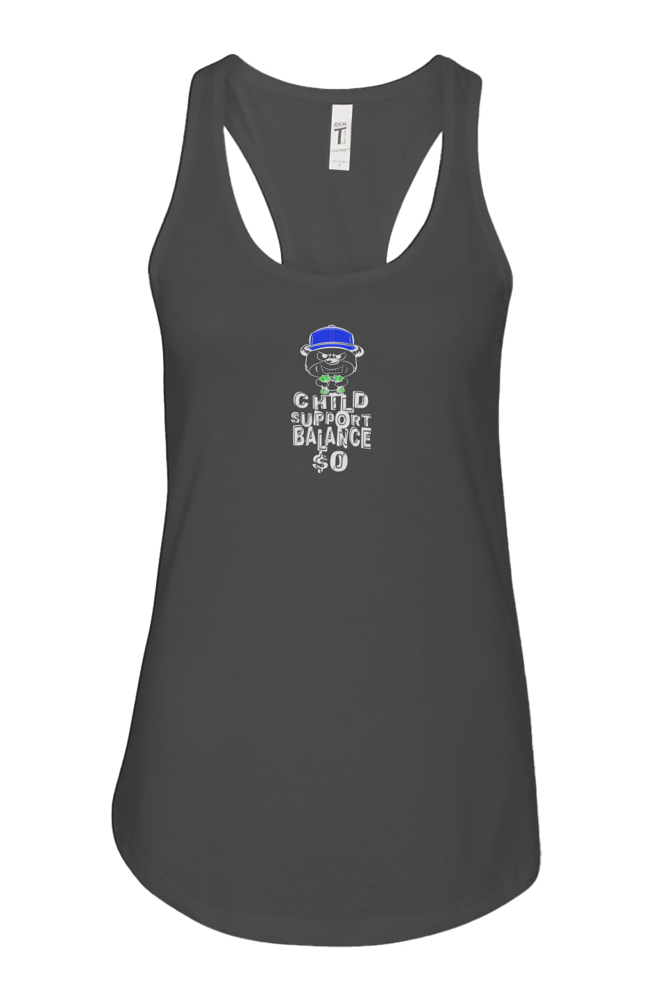 women's: racerback tank; black; blue