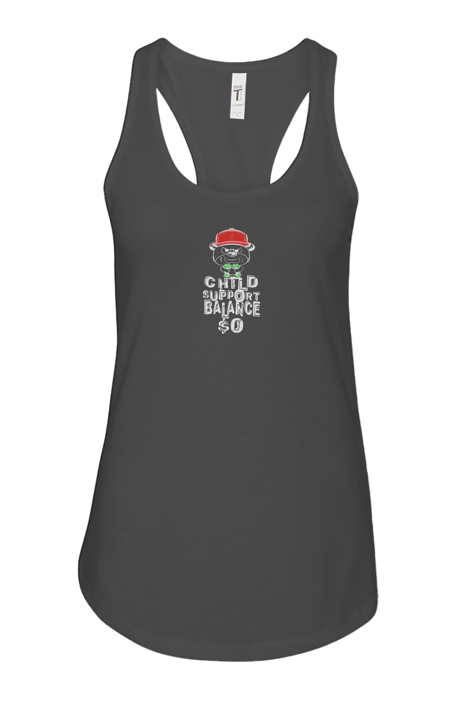 women's: racerback tank; black; Red